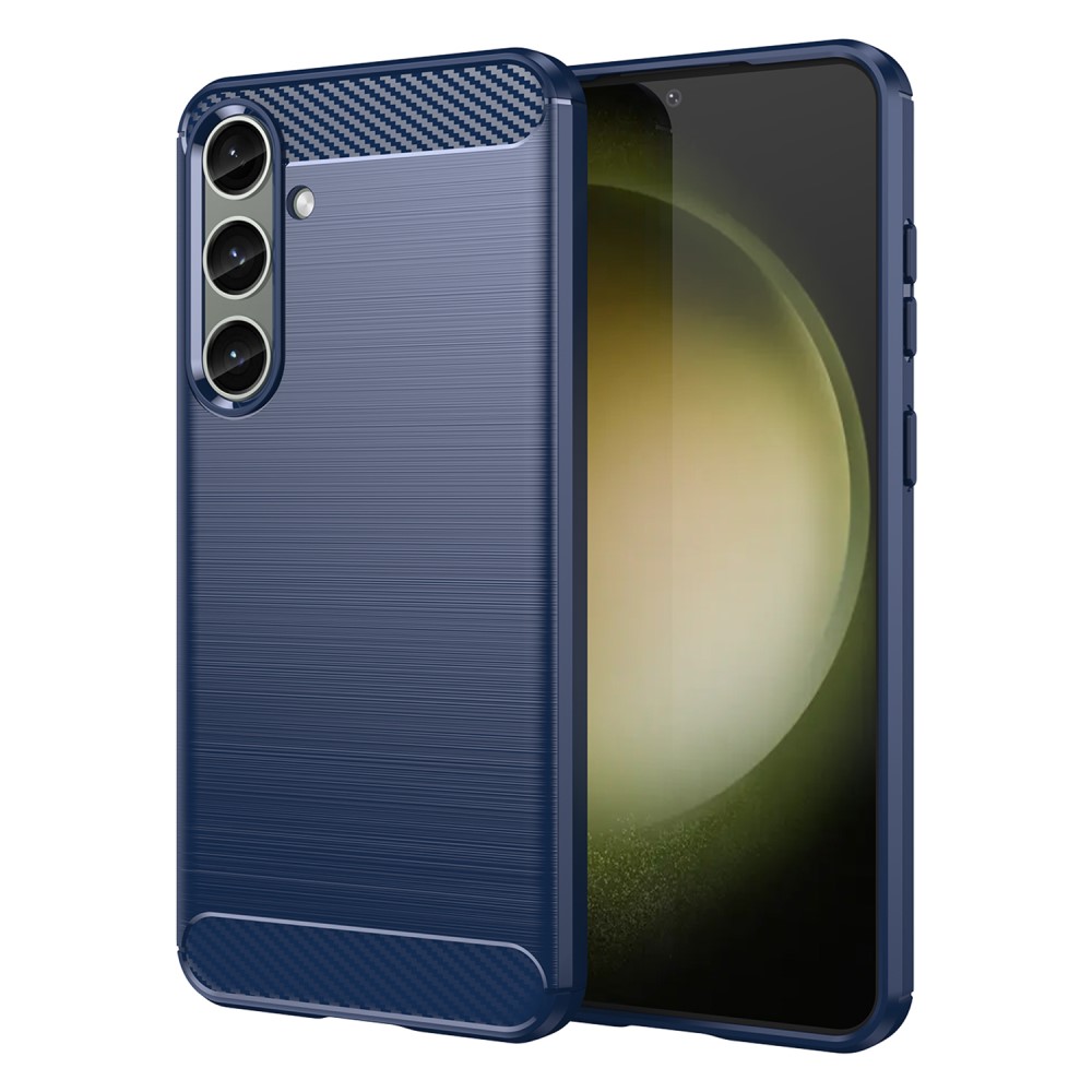  Samsung Galaxy S25 Plus / S24 Plus Skal Borstad Stål Textur Blå