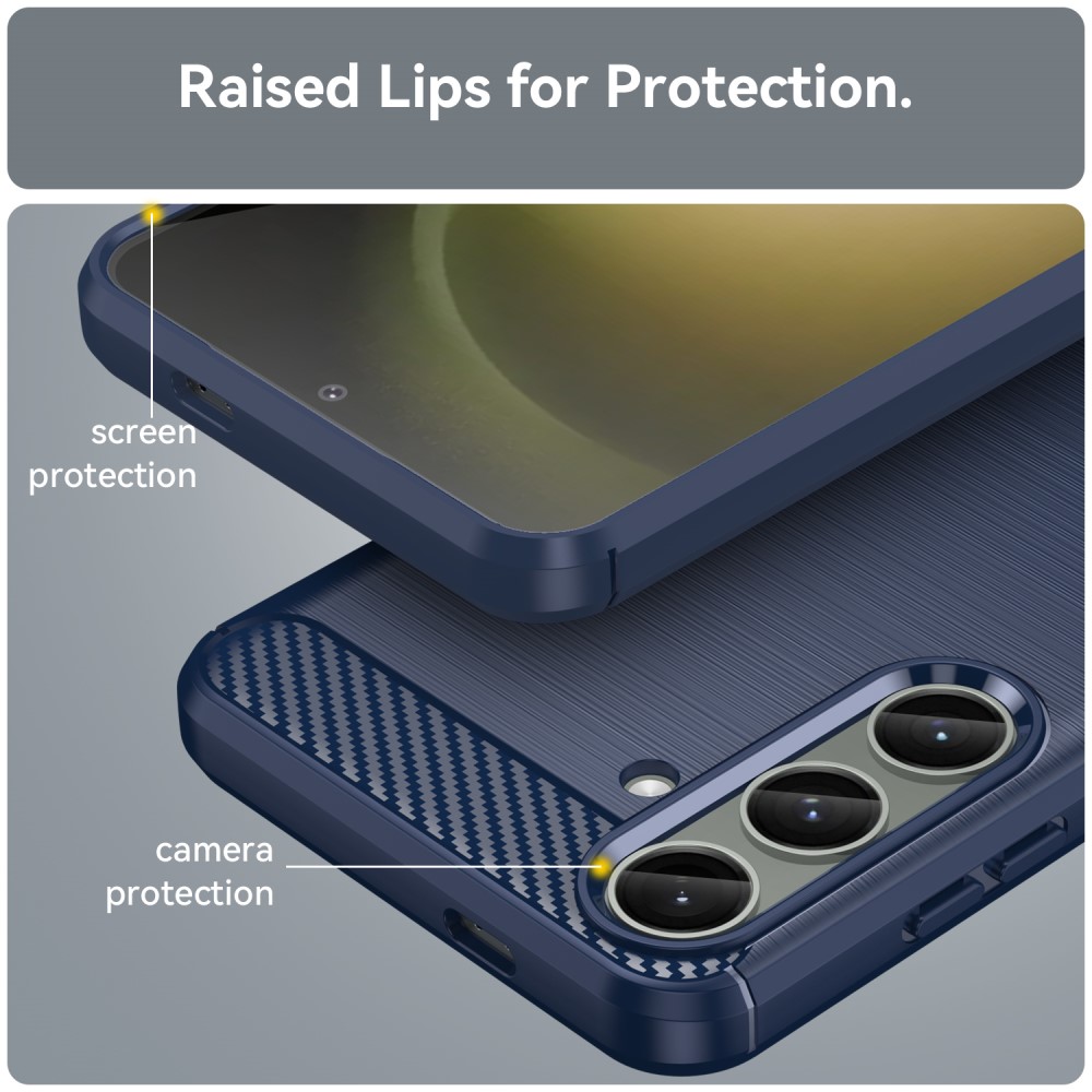  Samsung Galaxy S25 Plus / S24 Plus Skal Borstad Stål Textur Blå