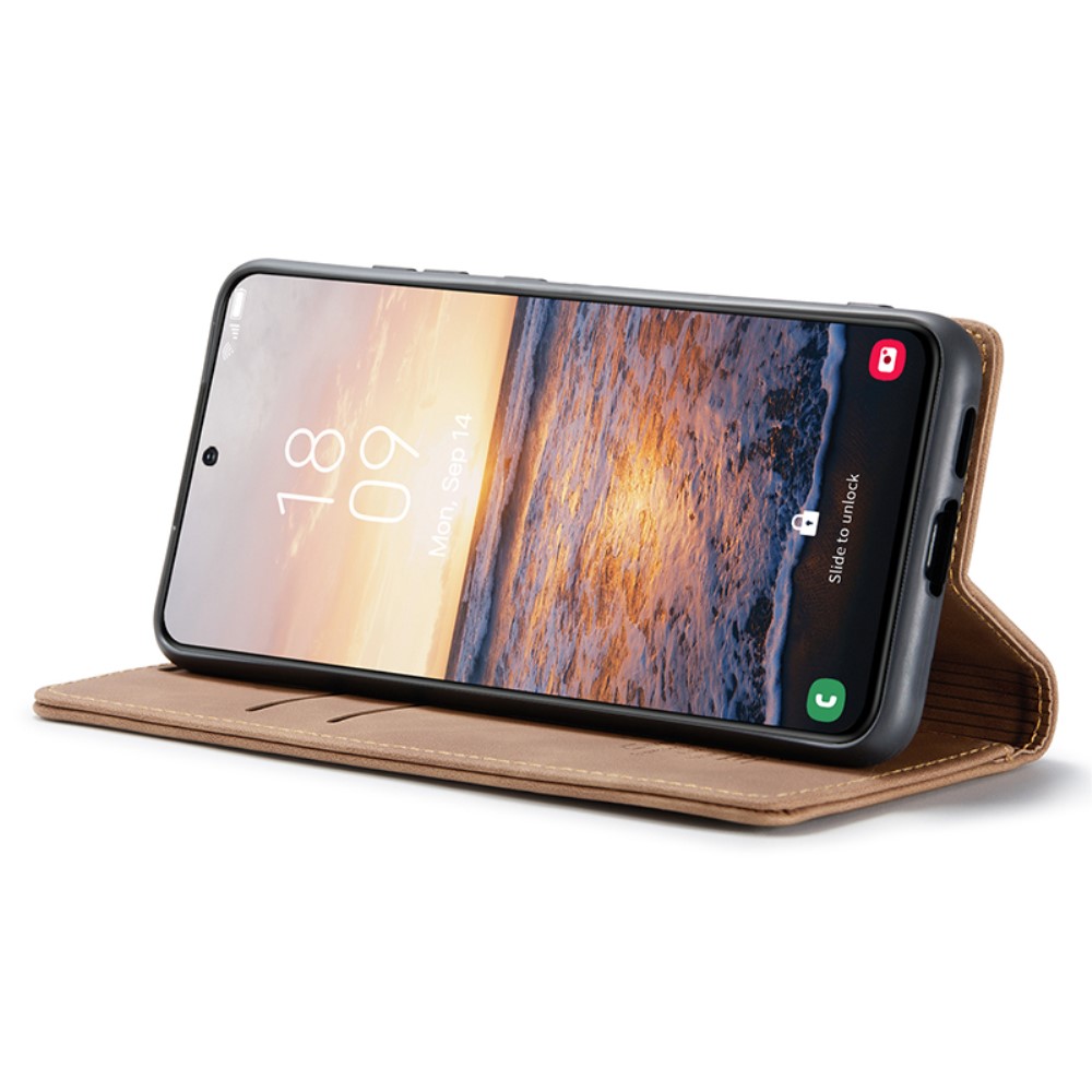 CASEME CASEME Galaxy S24 Plus Fodral Flip Retro Läder Brun