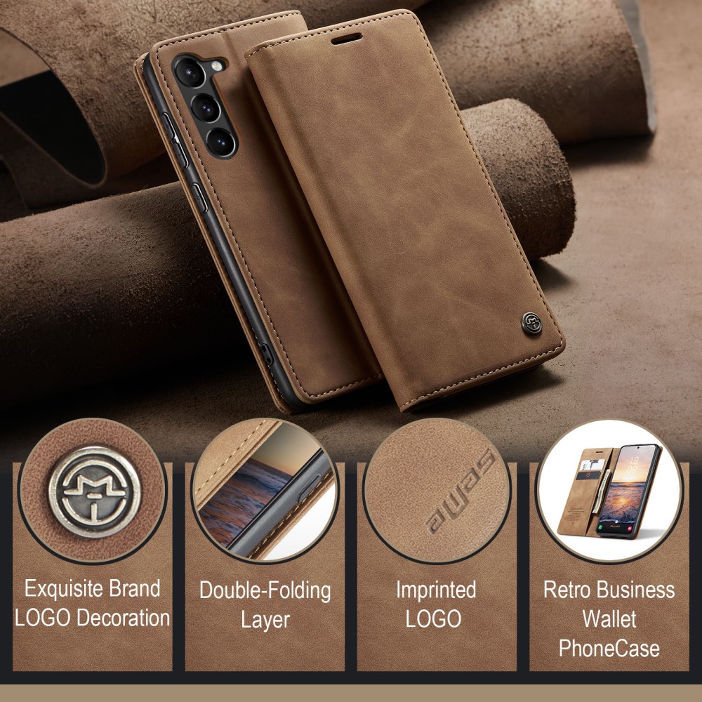 CASEME CASEME Galaxy S24 Plus Fodral Flip Retro Läder Brun