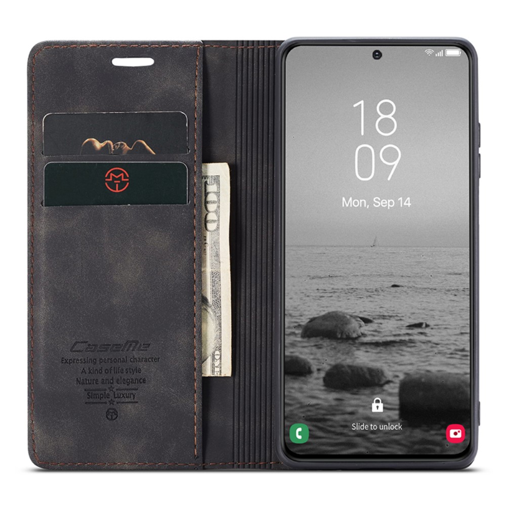 CASEME CASEME Galaxy S24 Plus Fodral Flip Retro Läder Svart