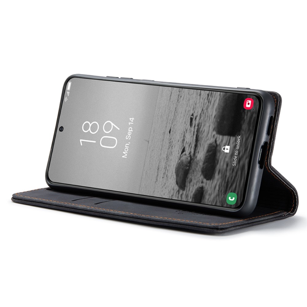 CASEME CASEME Galaxy S24 Plus Fodral Flip Retro Läder Svart