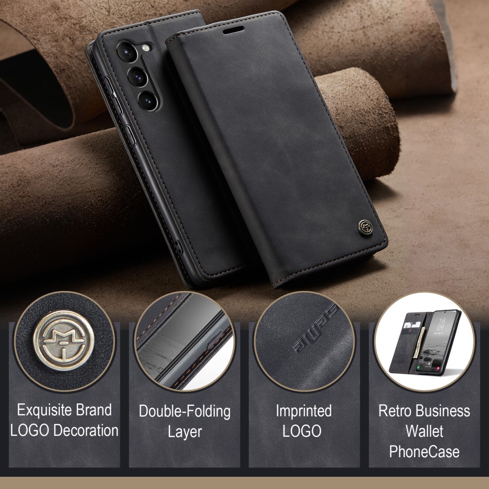 CASEME CASEME Galaxy S24 Plus Fodral Flip Retro Läder Svart