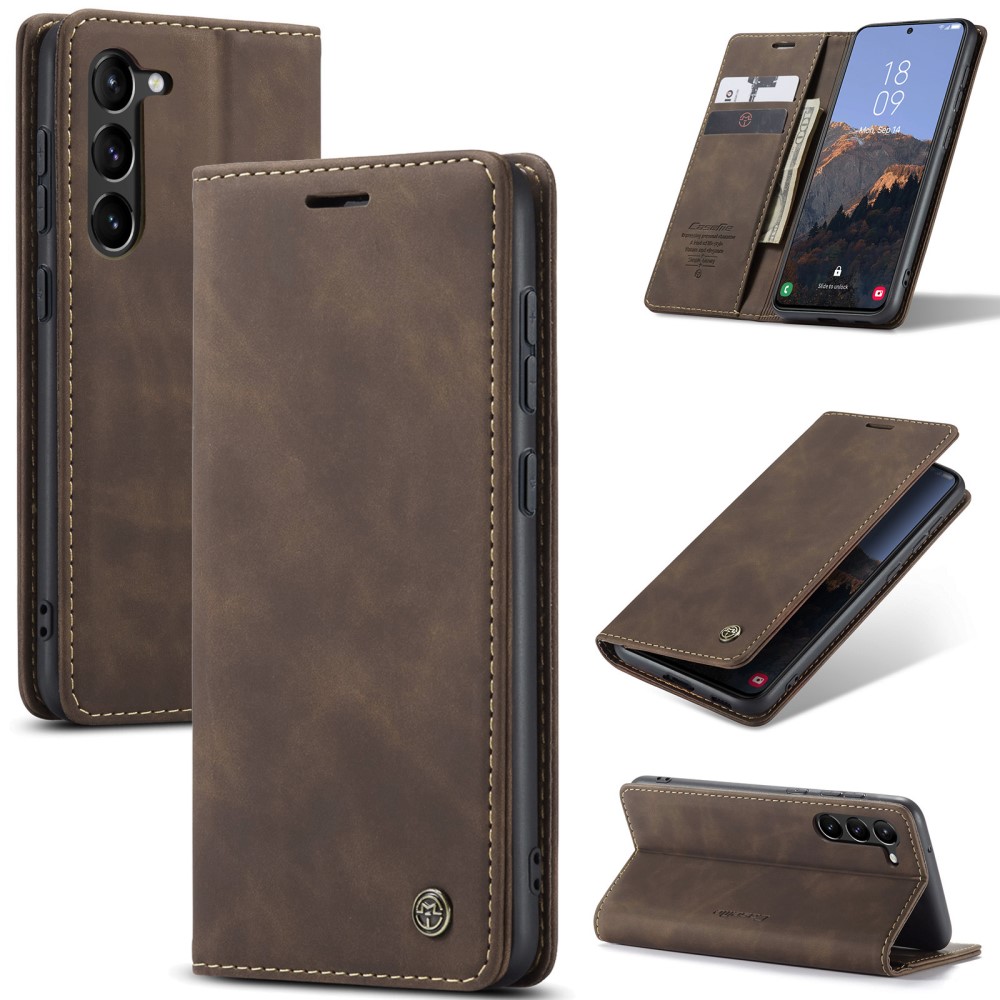 CASEME CASEME Galaxy S24 Plus Fodral Flip Retro Läder Mörk Brun