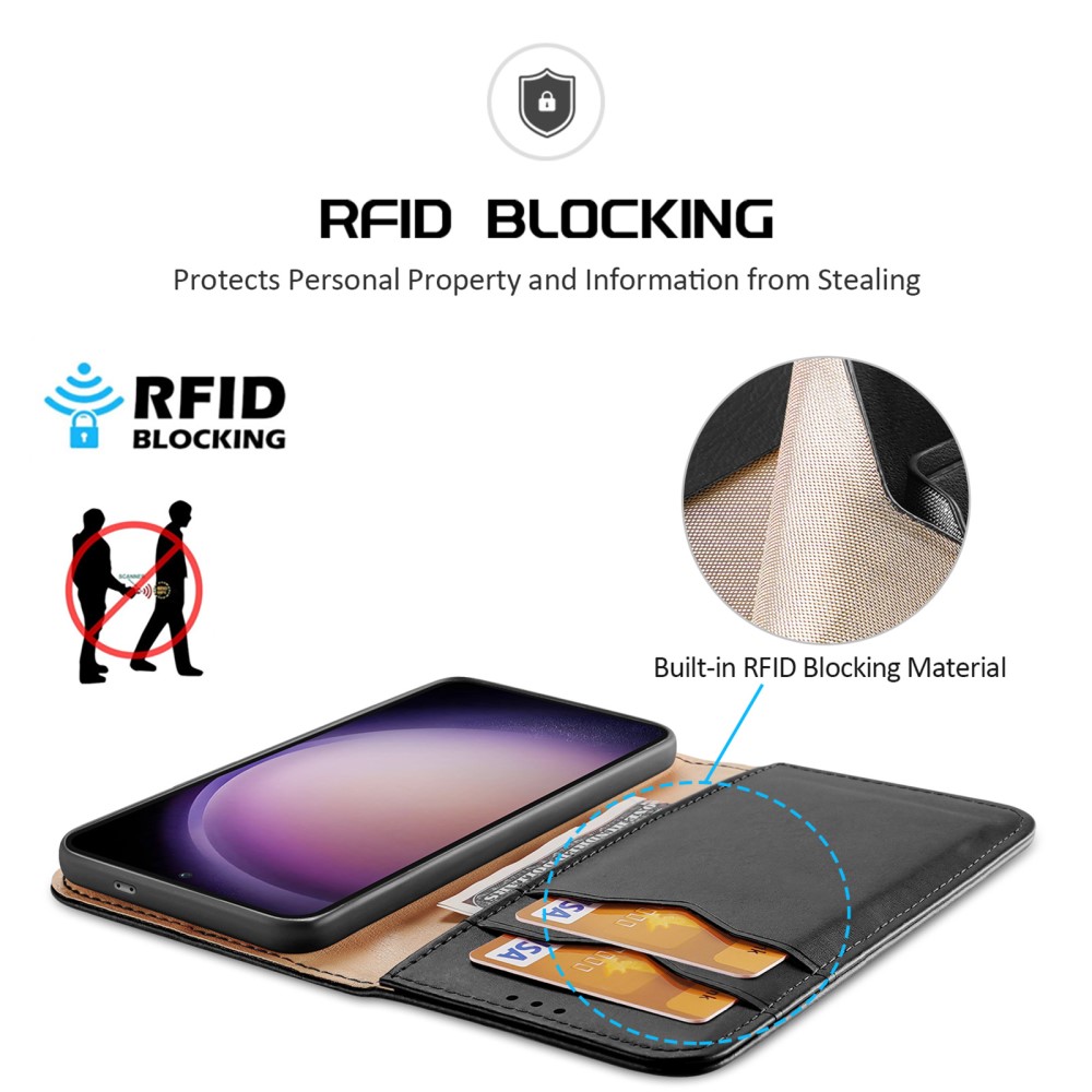 DUX DUCIS DUX DUCIS Galaxy S24 Plus Fodral RFID Hivo Äkta Läder Svart