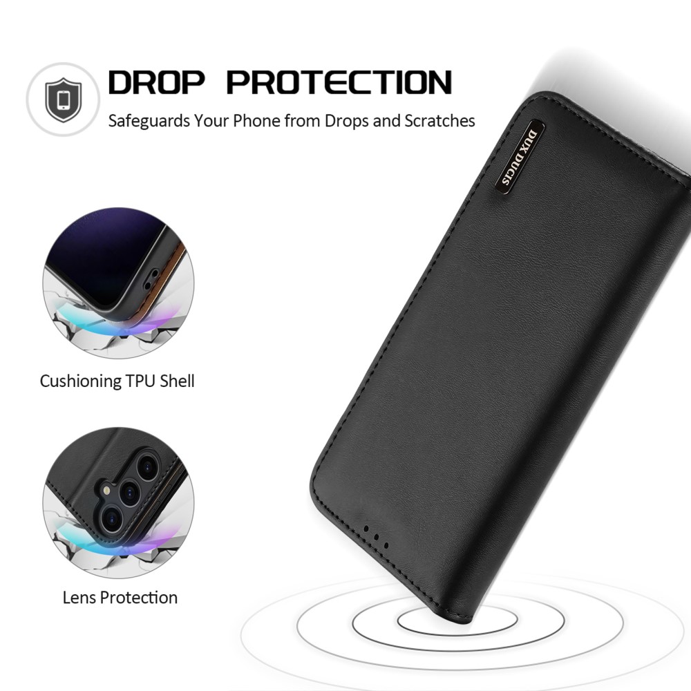 DUX DUCIS DUX DUCIS Galaxy S24 Plus Fodral RFID Hivo Äkta Läder Svart