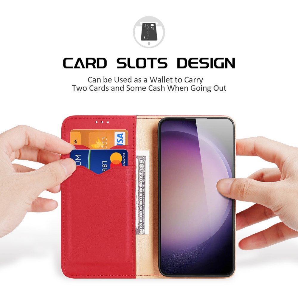 DUX DUCIS DUX DUCIS Galaxy S24 Plus Fodral RFID Hivo Äkta Läder Röd