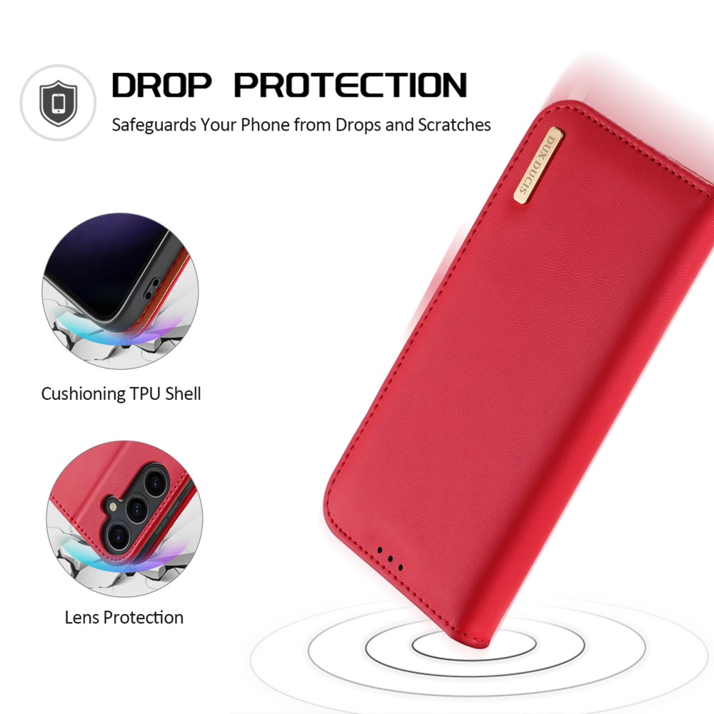 DUX DUCIS DUX DUCIS Galaxy S24 Plus Fodral RFID Hivo Äkta Läder Röd