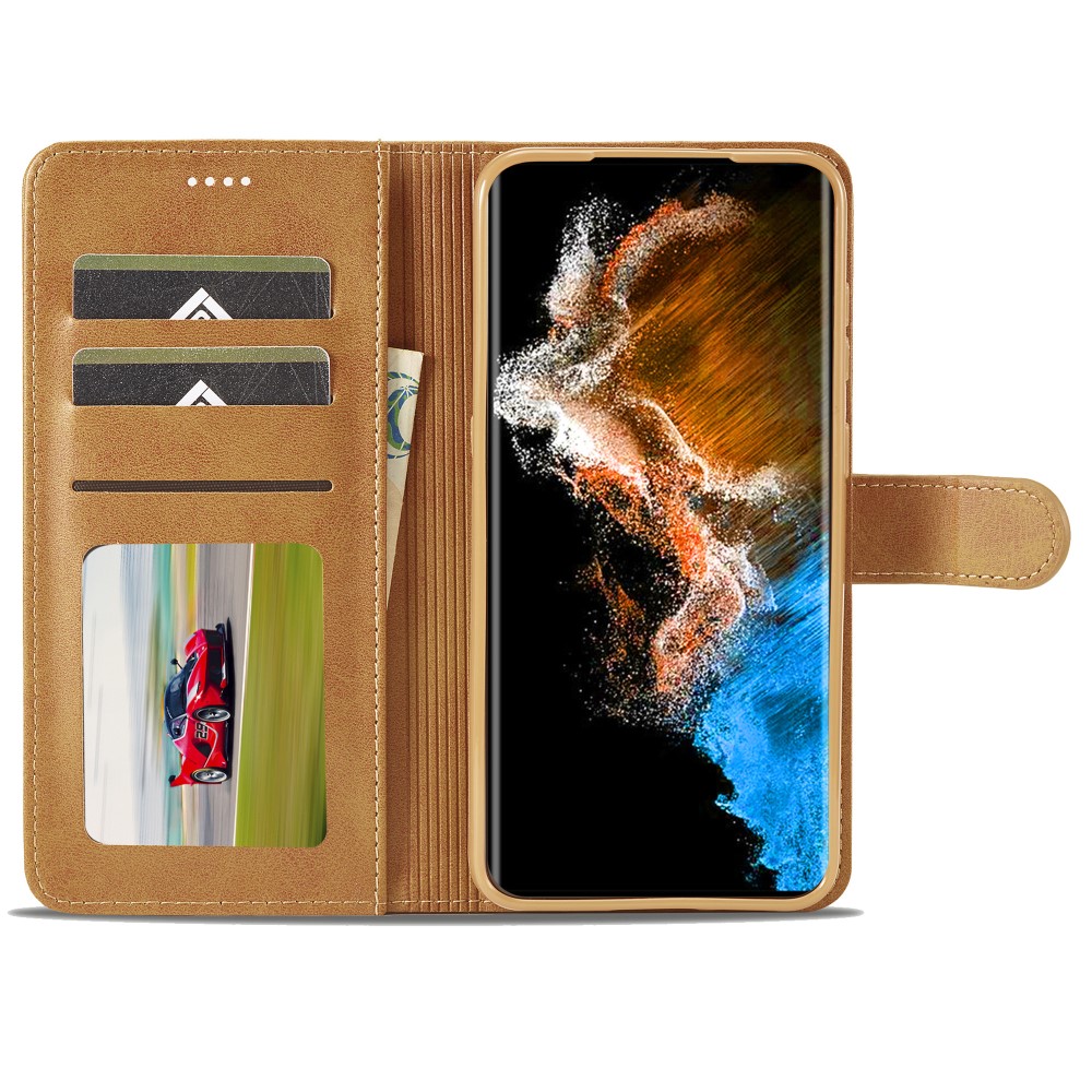 LC.IMEEKE LC.IMEEKE Samsung Galaxy S24 Plus Fodral Läder Brun
