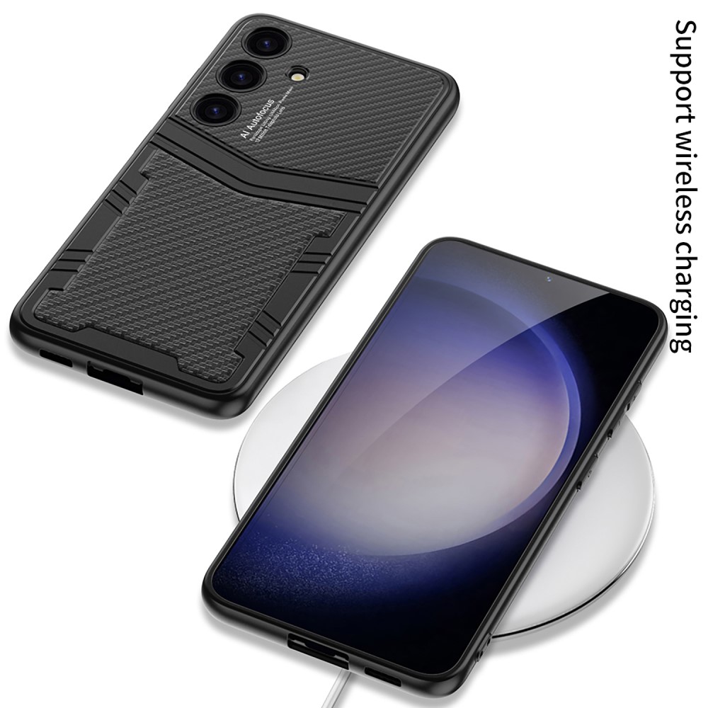 GKK GKK Galaxy S24 Plus Skal Hybrid Läder Kolfiber Textur