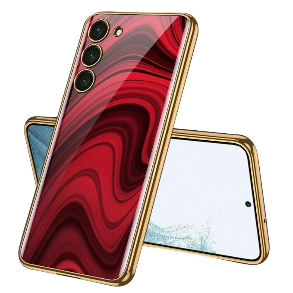GKK GKK Galaxy S24 Plus Skal Härdat Glas Electroplate Peacock Red