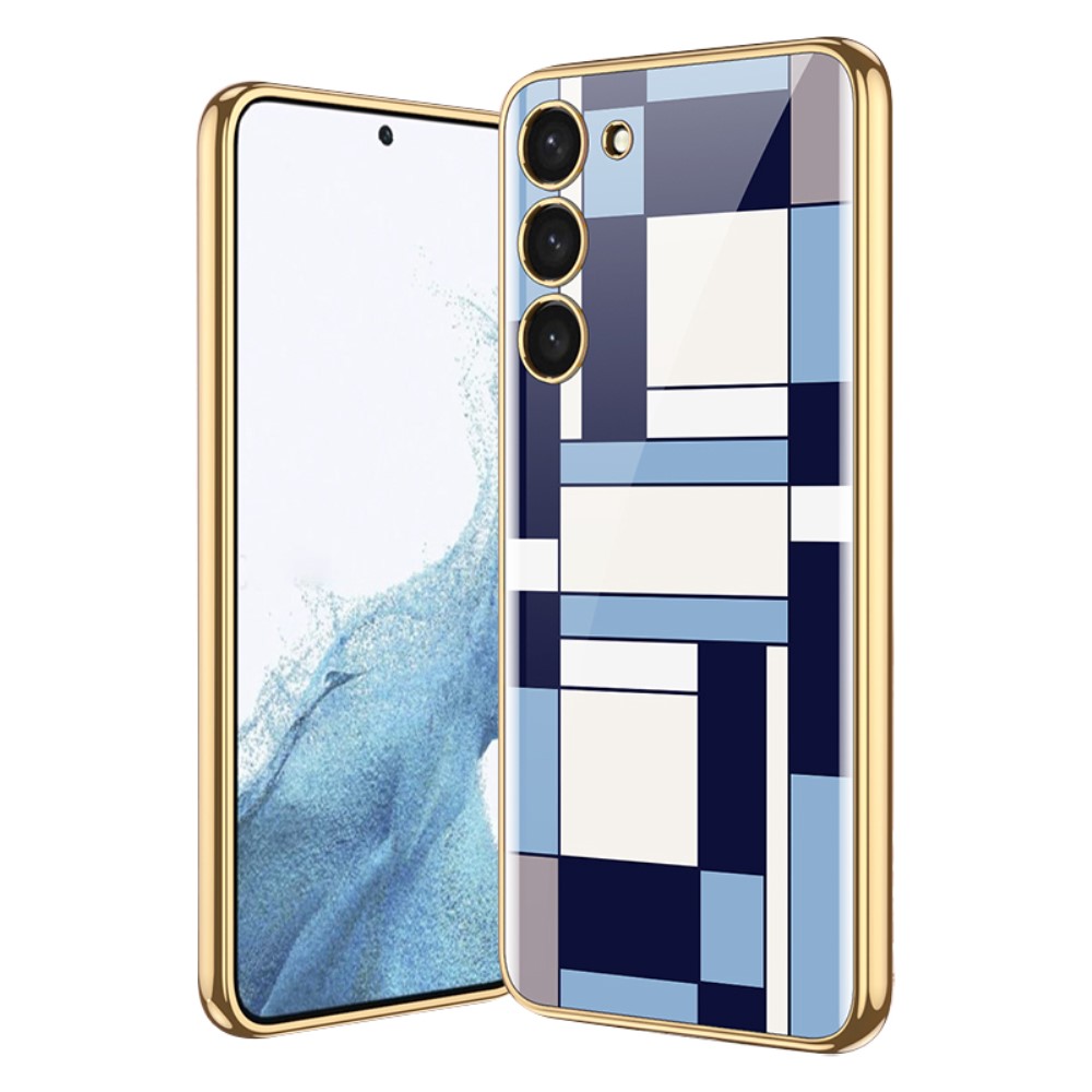 GKK GKK Galaxy S24 Plus Skal Härdat Glas Electroplate Blå/Vit