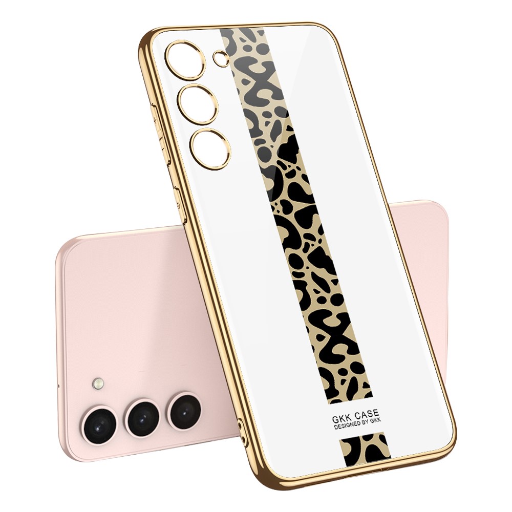 GKK GKK Galaxy S24 Plus Skal Härdat Glas Electroplate Leopard