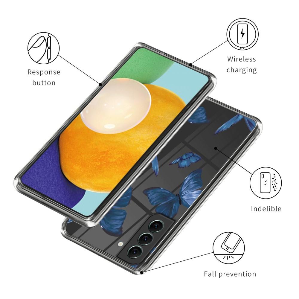  Samsung Galaxy S24 Plus Skal Med Tryck Blå Fjärilar