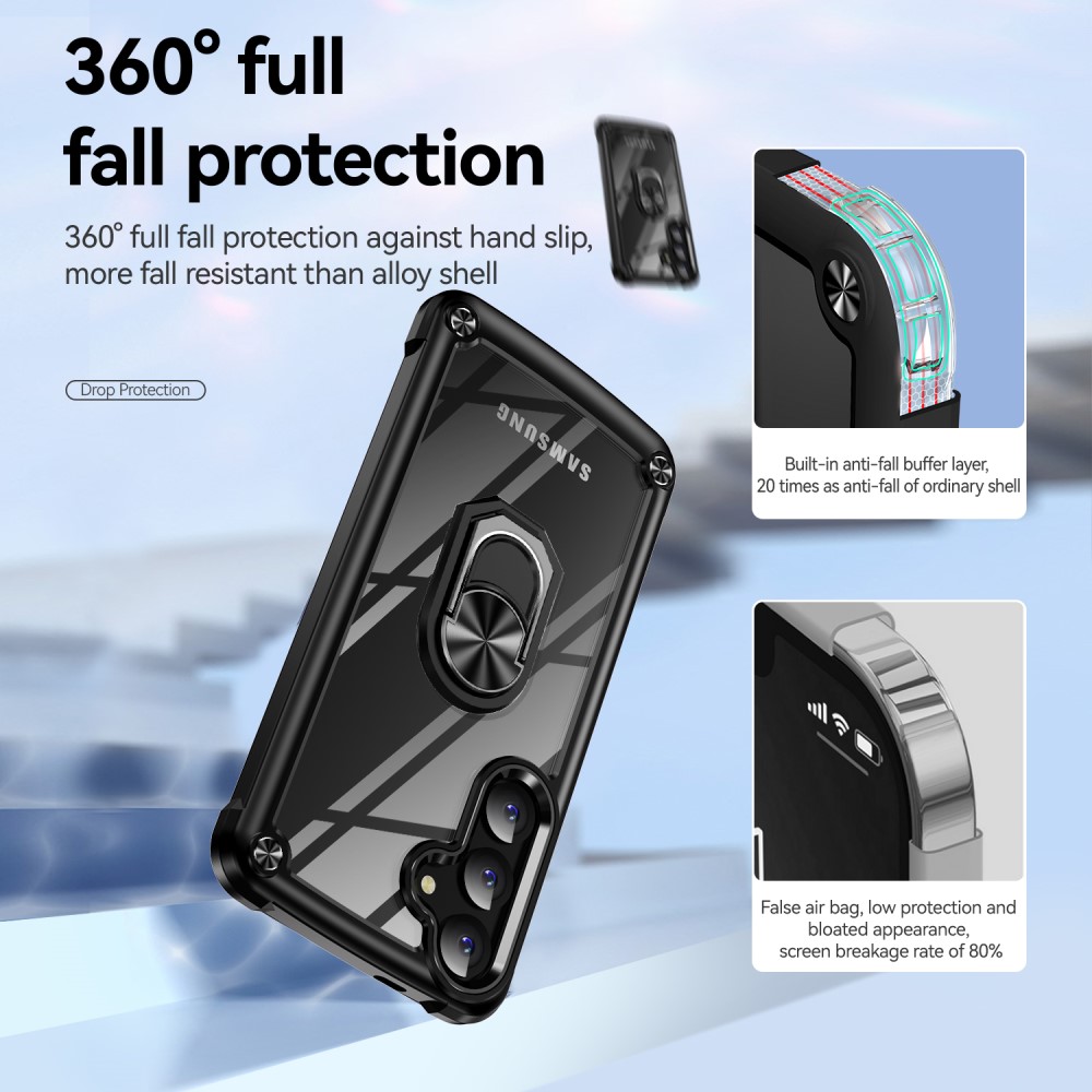  Samsung Galaxy S24 Plus Skal Shockproof Ring Hybrid Svart