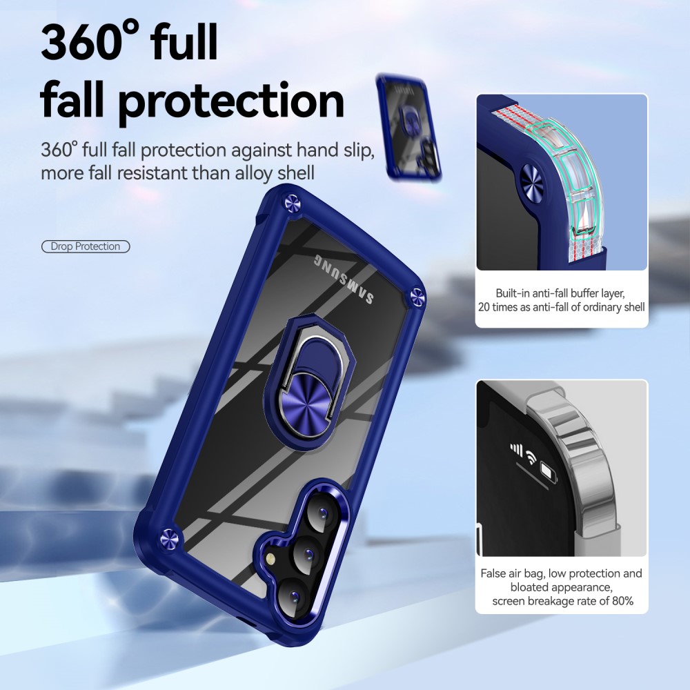  Samsung Galaxy S24 Plus Skal Shockproof Ring Hybrid Blå