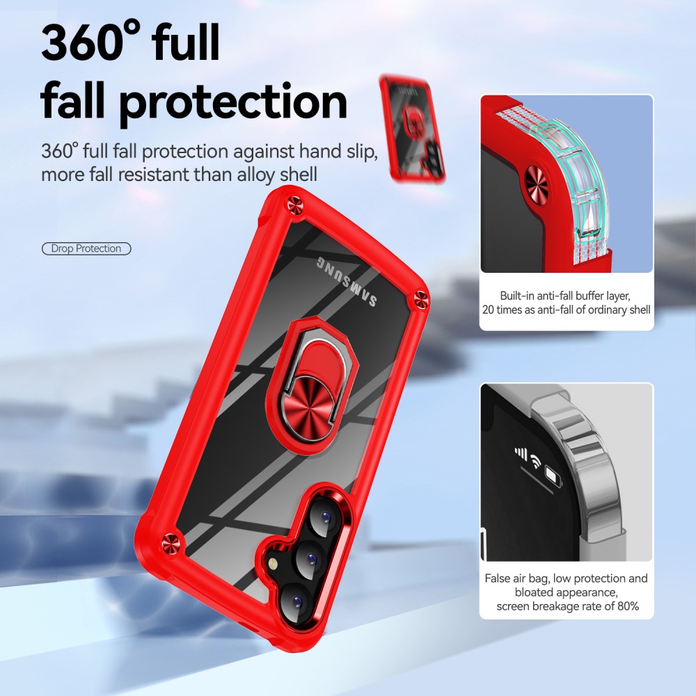  Samsung Galaxy S24 Plus Skal Shockproof Ring Hybrid Röd