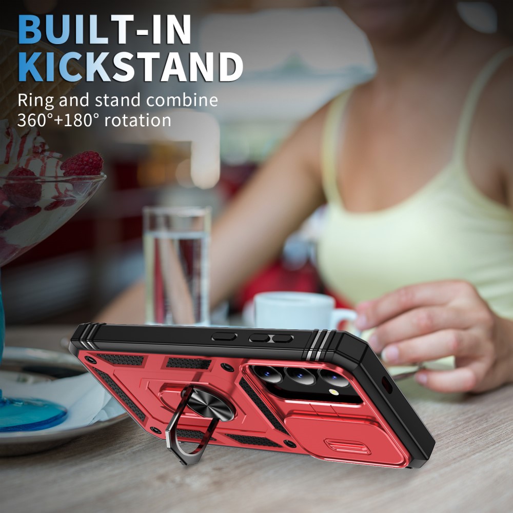  Galaxy S24 Plus Skal CamShield Ring Hybrid Armor Röd/Svart