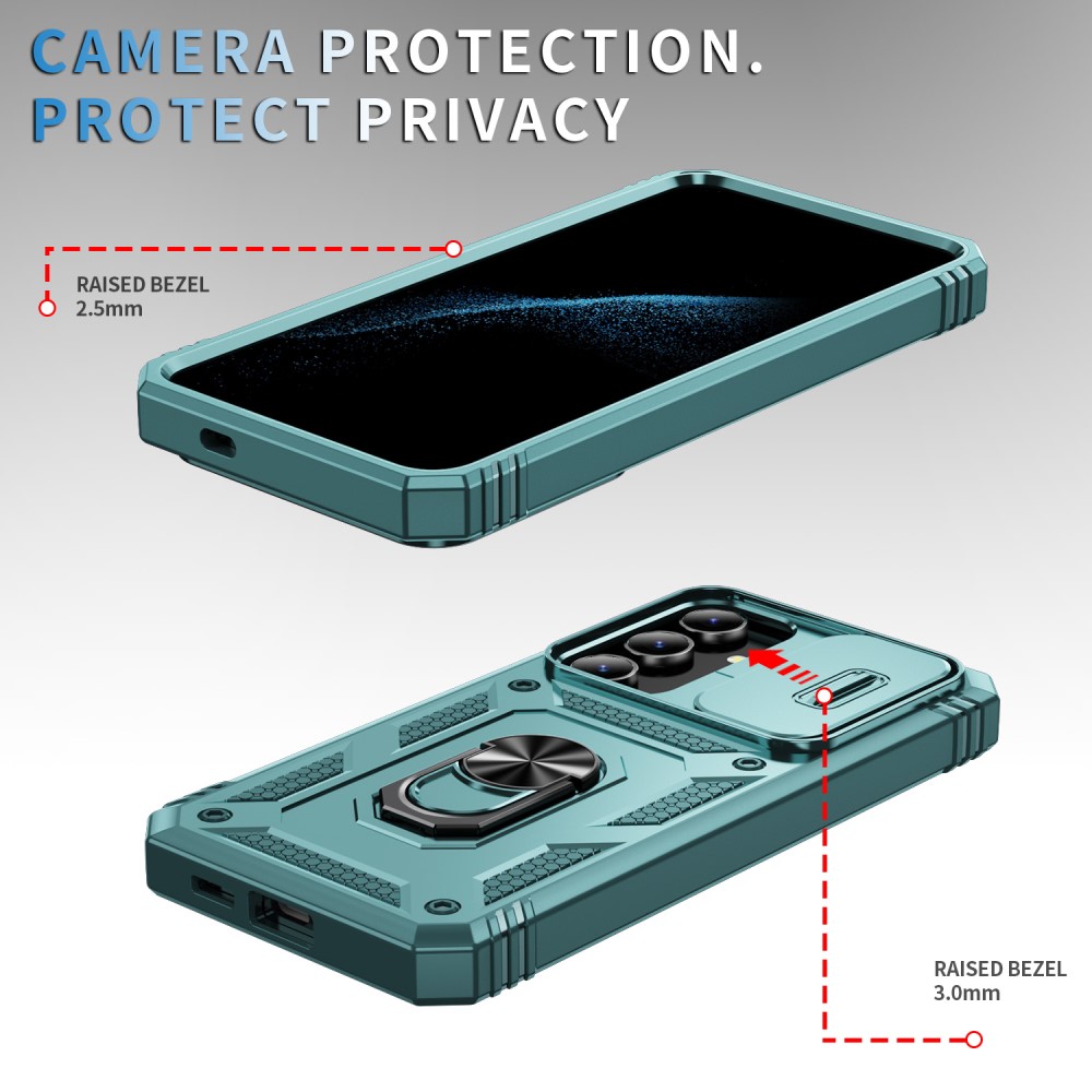  Galaxy S24 Plus Skal CamShield Ring Hybrid Armor Grå/Grön