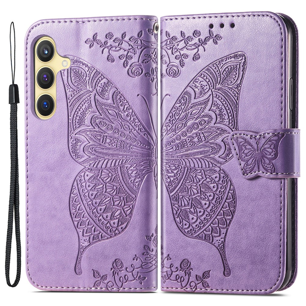  Samsung Galaxy S24 Plus Fodral Big Butterfly Ljus Lila