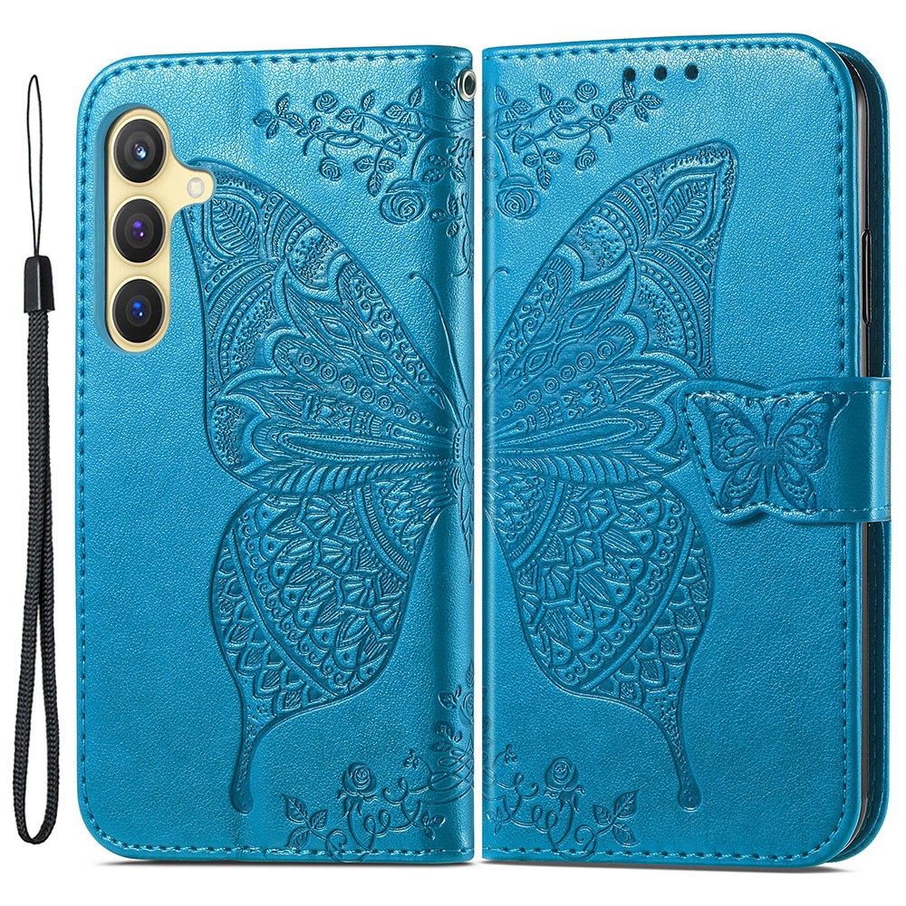  Samsung Galaxy S24 Plus Fodral Big Butterfly Blå