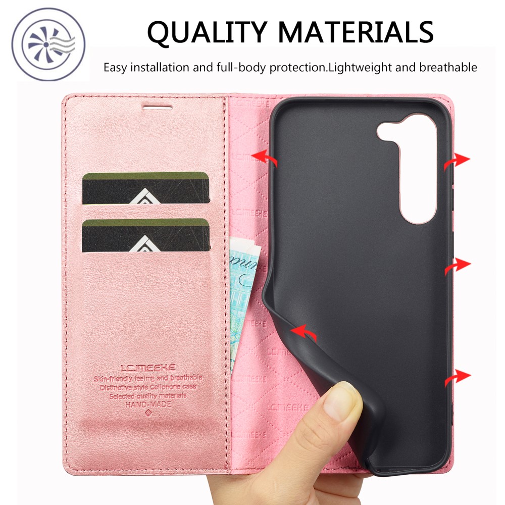 LC.IMEEKE LC.IMEEKE Galaxy S24 Plus Fodral Flip Läder Roséguld