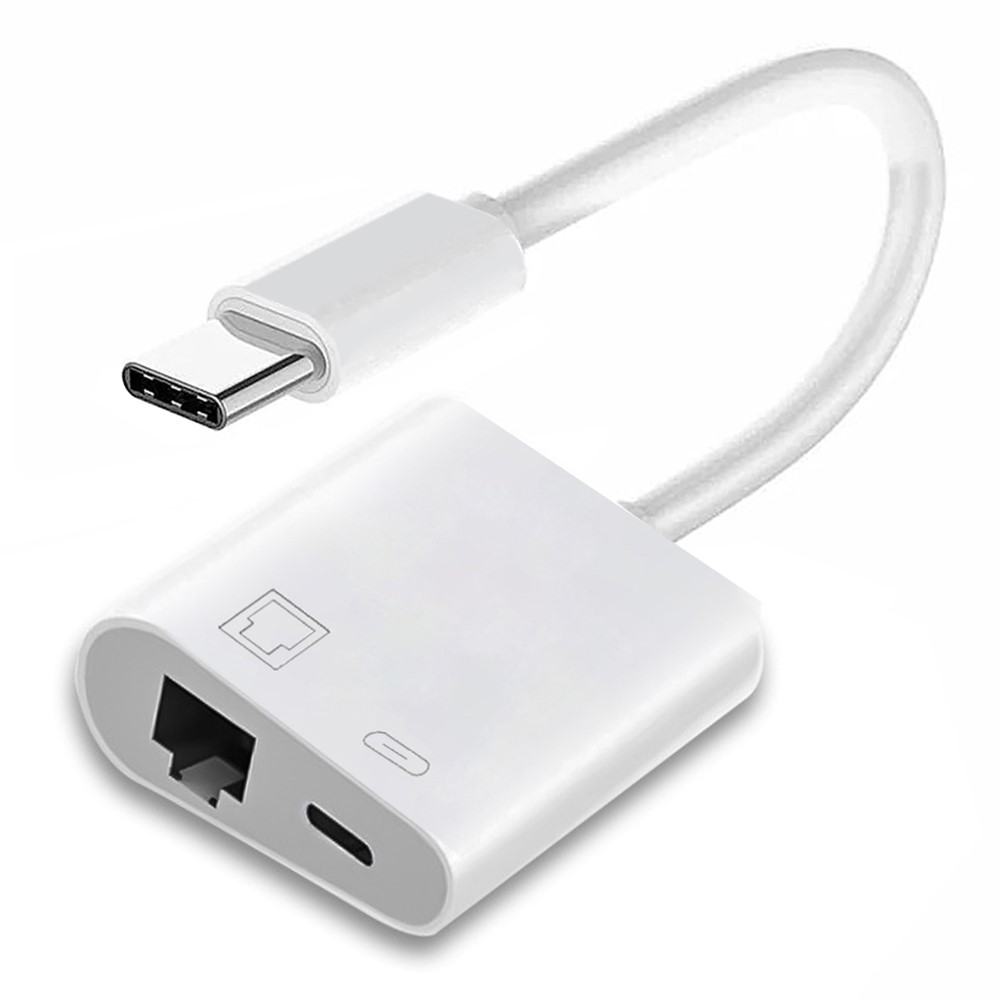  USB-C Till RJ45 / USB-C PD Adapter Vit