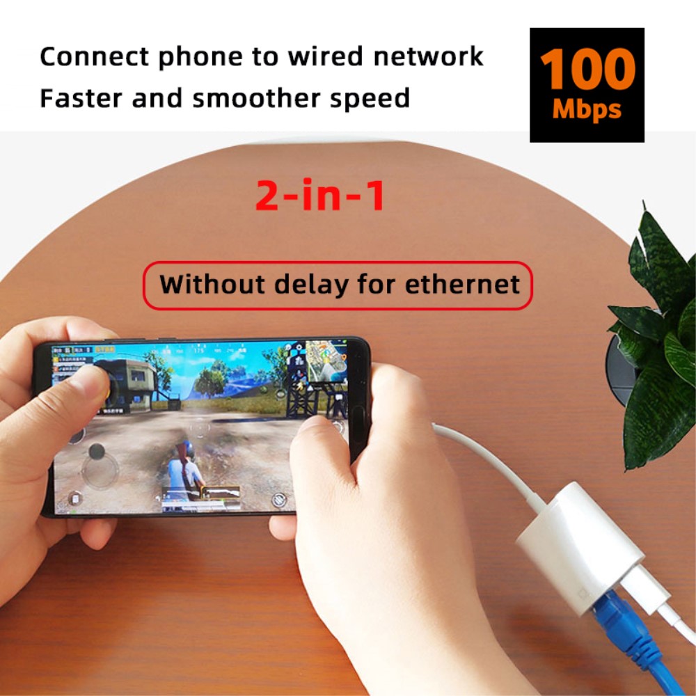  USB-C Till RJ45 / USB-C PD Adapter Vit