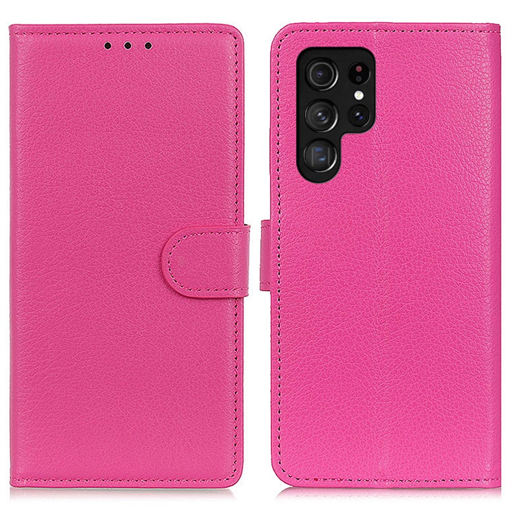  Samsung Galaxy S24 Ultra Fodral Litchi Läder Rosa