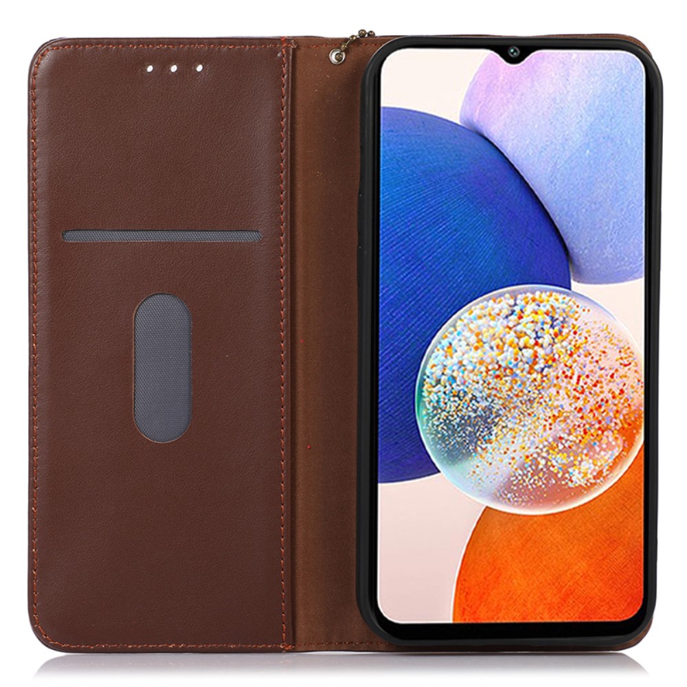 KHAZNEH KHAZNEH Galaxy S24 Ultra Fodral Flip RFID Äkta Läder Brun