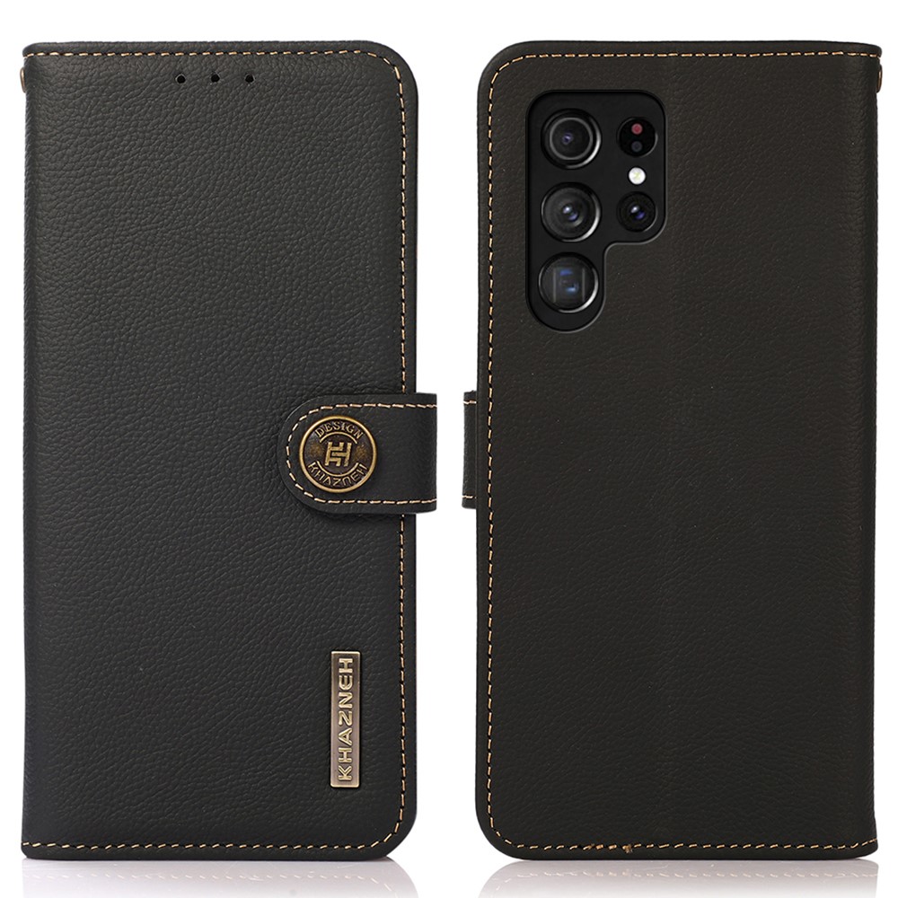 KHAZNEH KHAZNEH Galaxy S24 Ultra Fodral RFID Äkta Läder Svart