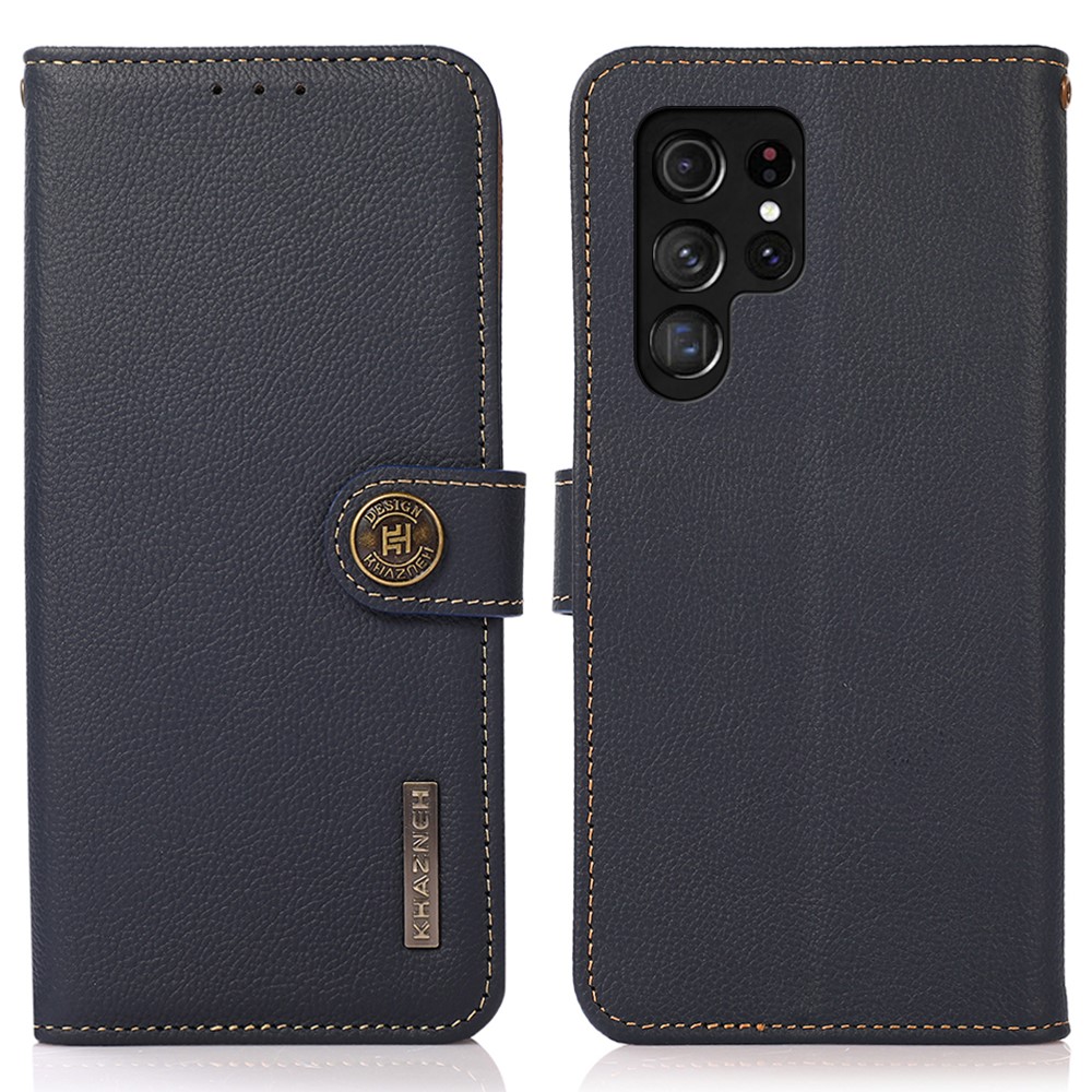 KHAZNEH KHAZNEH Galaxy S24 Ultra Fodral RFID Äkta Läder Blå