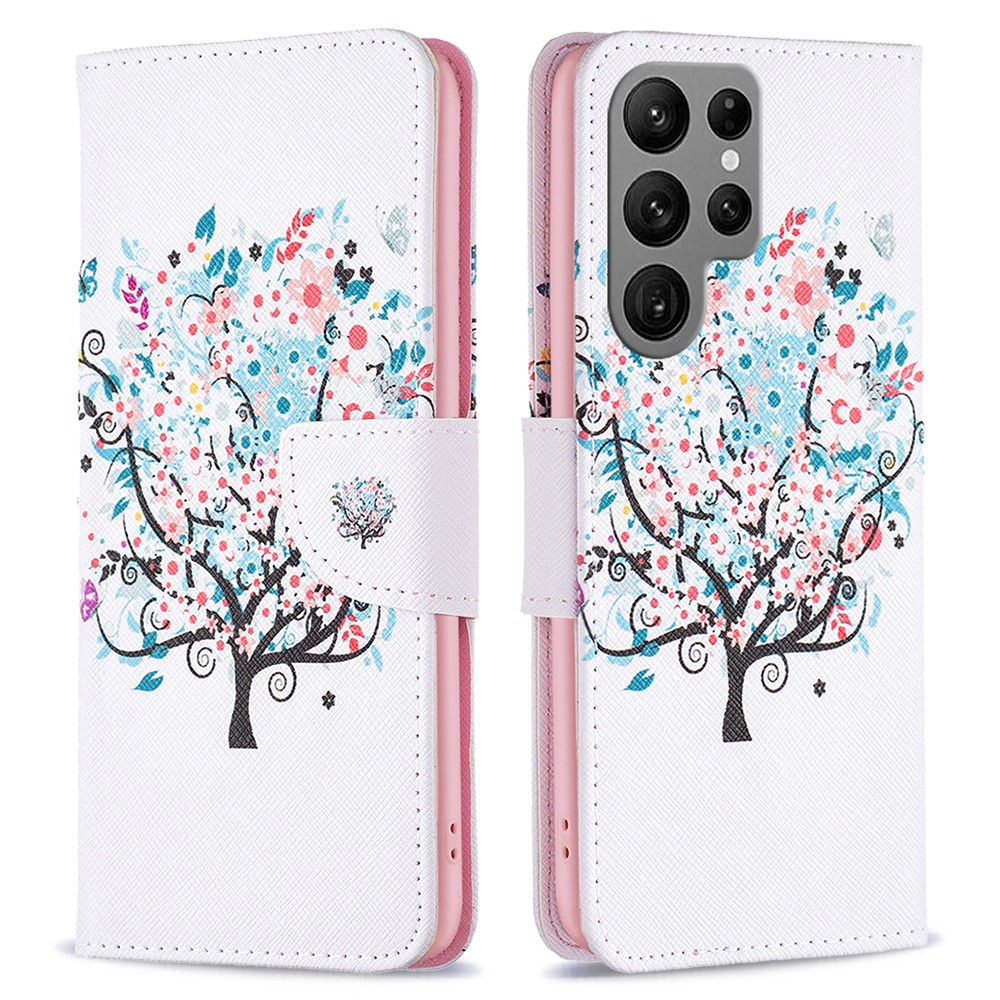  Galaxy S24 Ultra Fodral Med Tryck Blommigt Träd