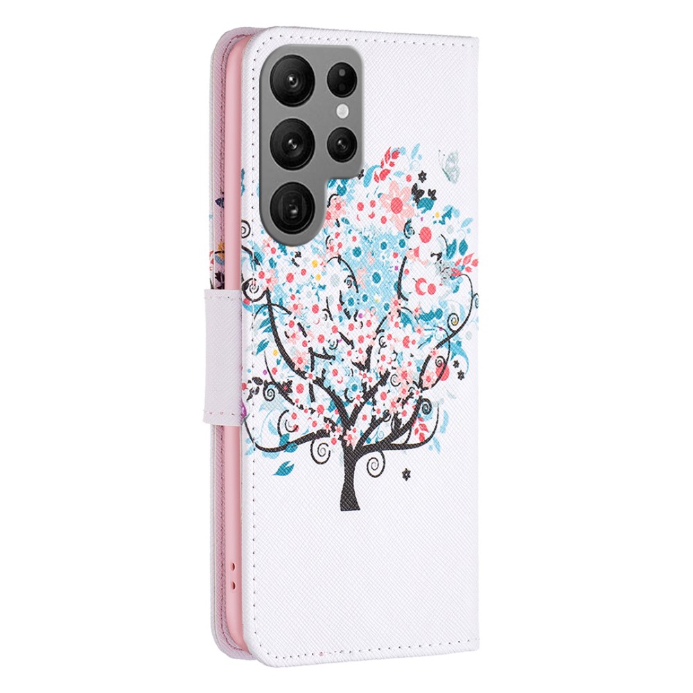  Galaxy S24 Ultra Fodral Med Tryck Blommigt Träd