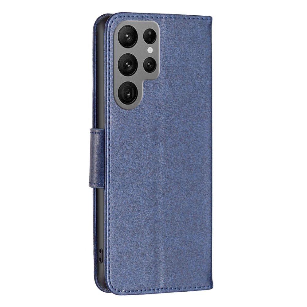  Galaxy S24 Ultra Fodral Med Fjäril Tryck Mörk Blå