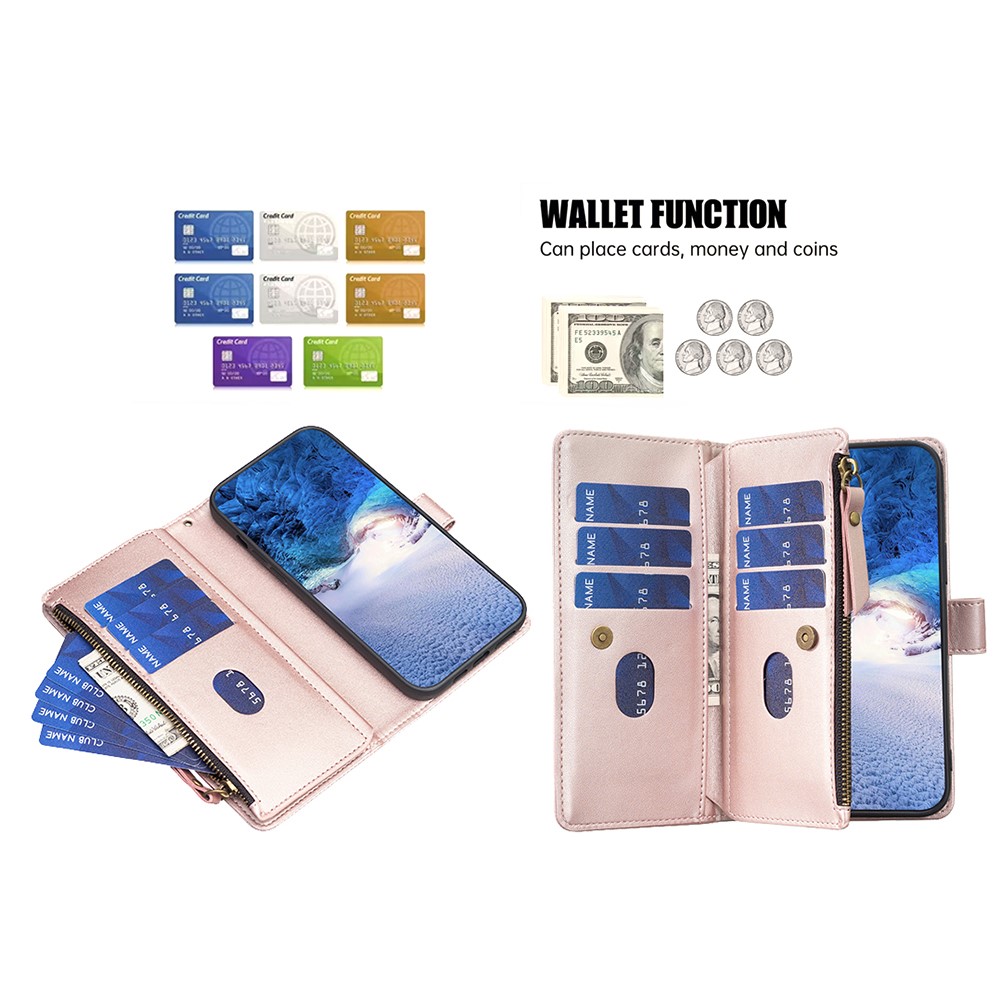  Galaxy S24 Ultra Fodral Flerkort Multifunktionell Roséguld