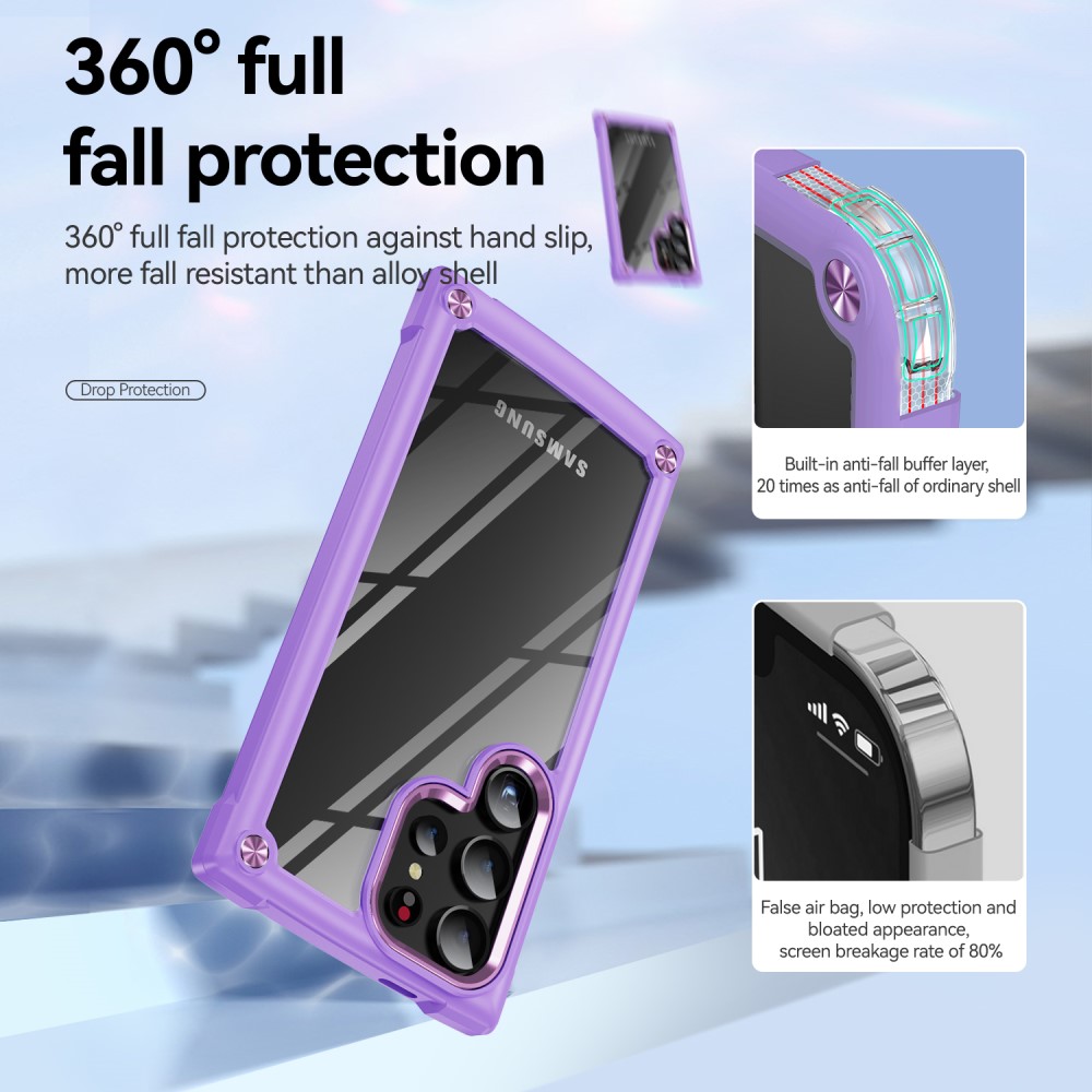  Galaxy S24 Ultra Skal Shockproof Hybrid Armor Lila