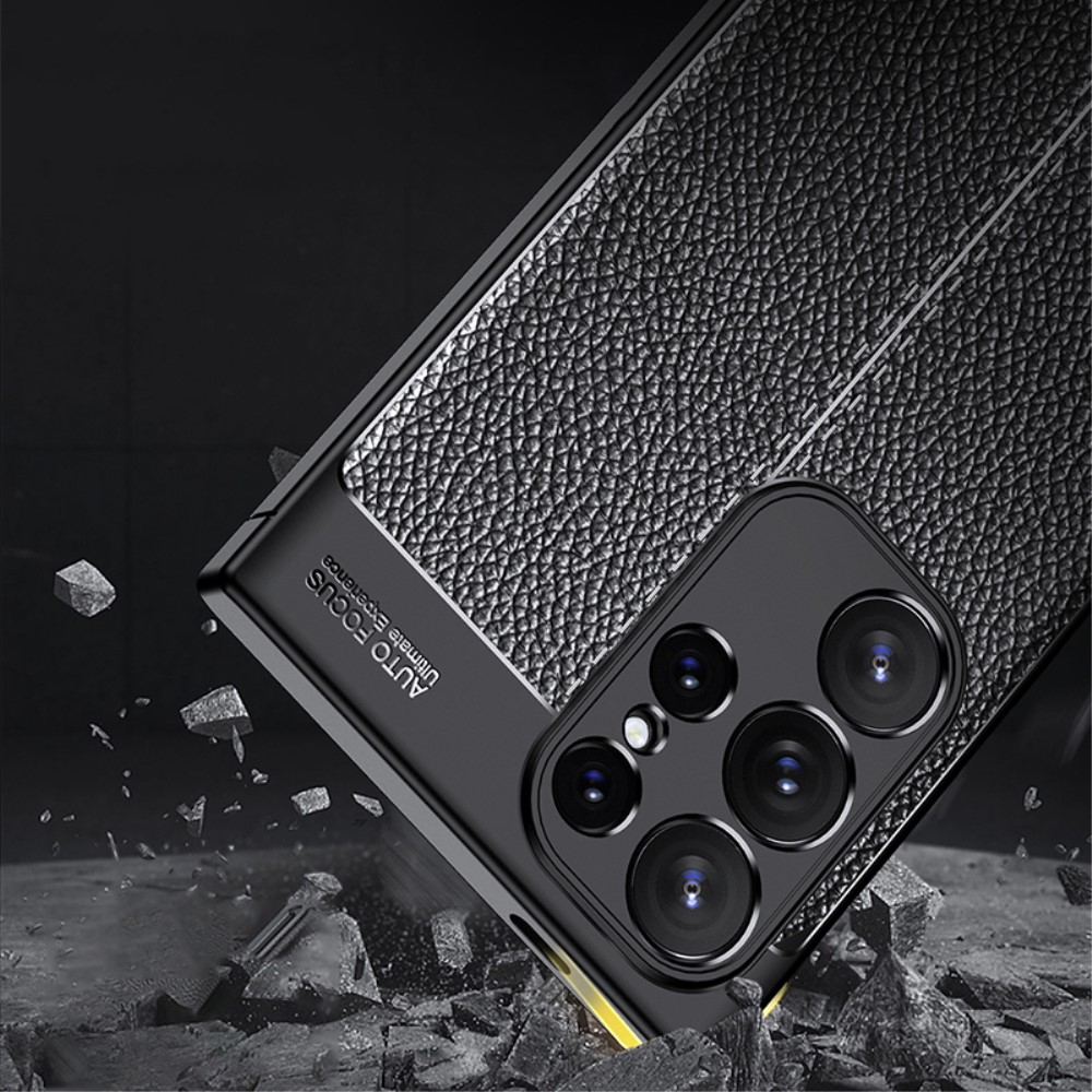  Samsung Galaxy S24 Ultra Skal Litchi Textur Svart