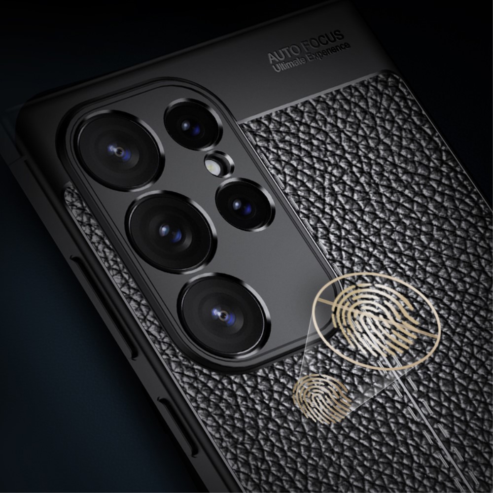  Samsung Galaxy S24 Ultra Skal Litchi Textur Svart