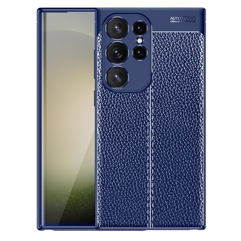  Samsung Galaxy S24 Ultra Skal Litchi Textur Blå