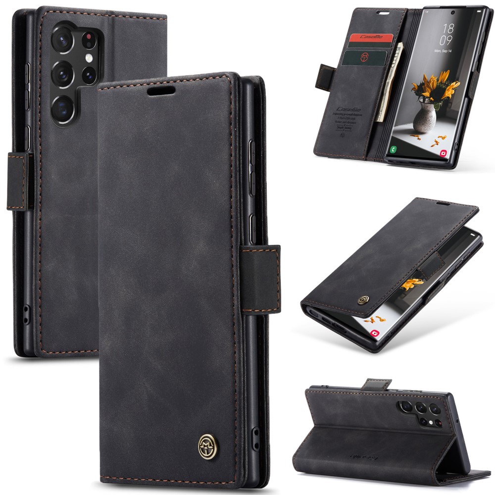 CASEME CASEME Galaxy S24 Ultra Fodral Retro Läder Svart