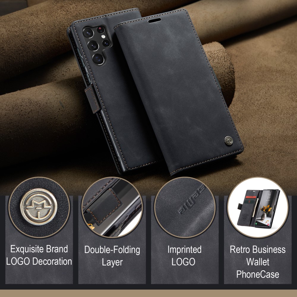 CASEME CASEME Galaxy S24 Ultra Fodral Retro Läder Svart