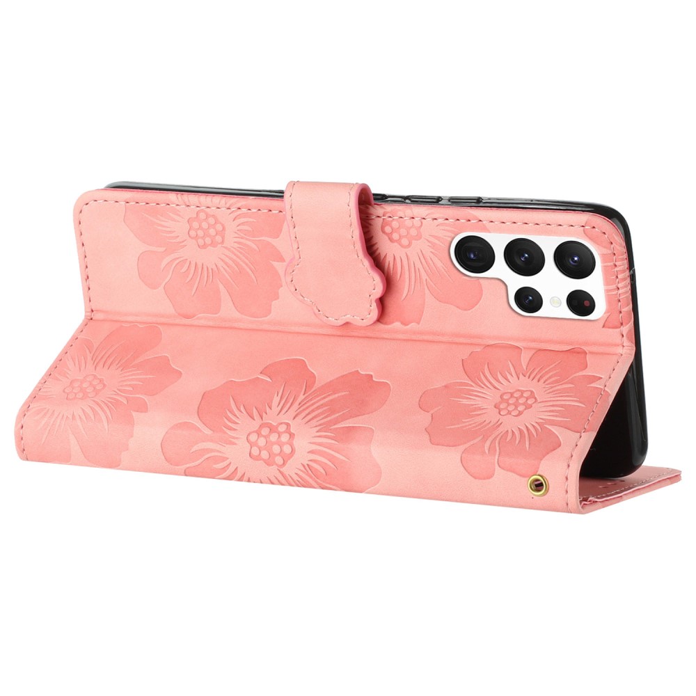  Samsung Galaxy S24 Ultra Fodral Blommigt Tryck Rosa