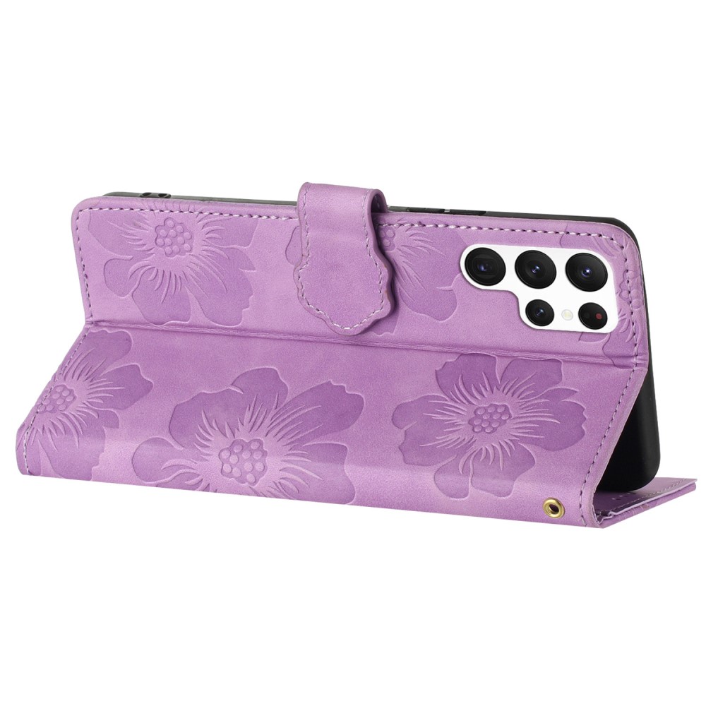  Samsung Galaxy S24 Ultra Fodral Blommigt Tryck Lila