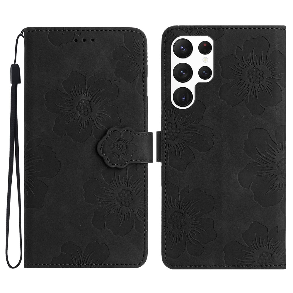  Samsung Galaxy S24 Ultra Fodral Blommigt Tryck Svart