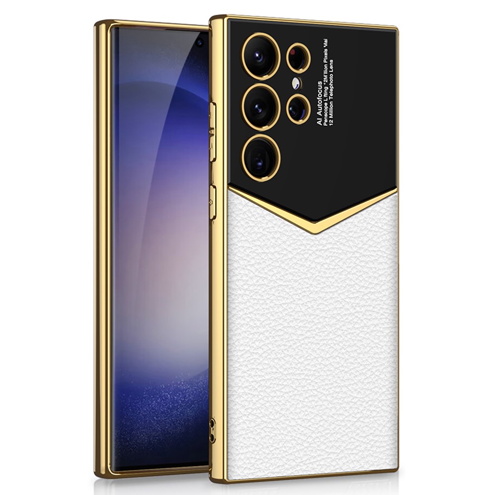 GKK GKK Galaxy S24 Ultra Skal Läder Hybrid Electroplate Vit
