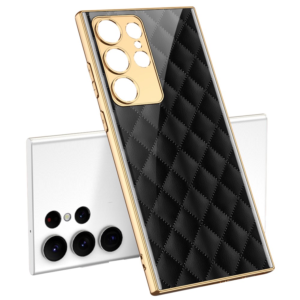 GKK GKK Galaxy S24 Ultra Skal Härdat Glas Electroplate Svart Diamond