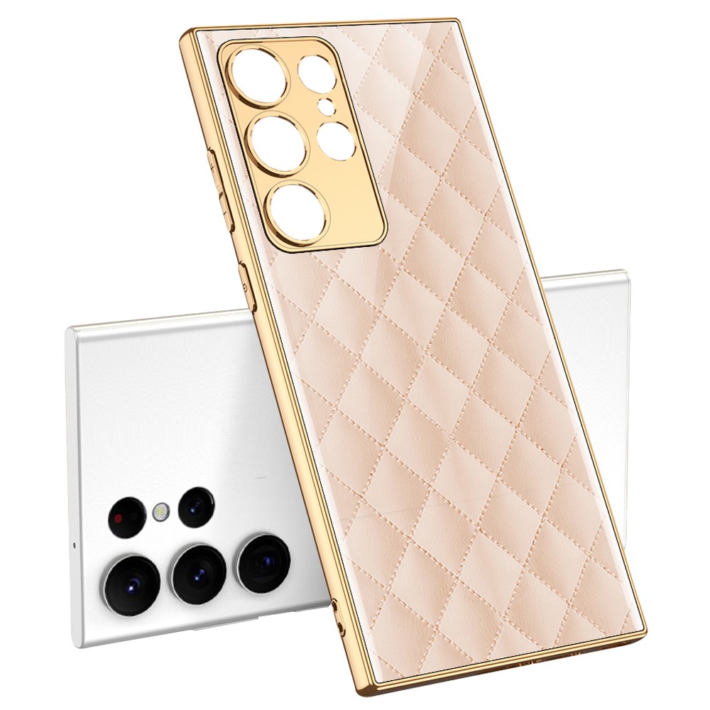 GKK GKK Galaxy S24 Ultra Skal Härdat Glas Electroplate Rosa Diamond