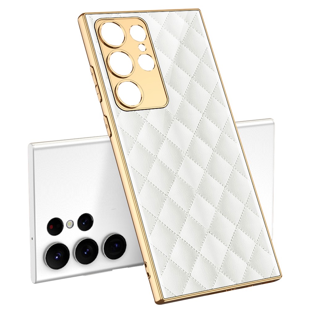 GKK GKK Galaxy S24 Ultra Skal Härdat Glas Electroplate Vit Diamond