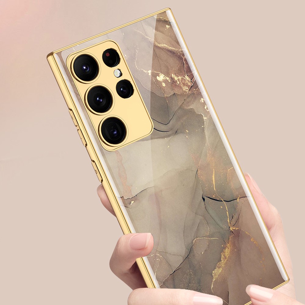 GKK GKK Galaxy S24 Ultra Skal Härdat Glas Electroplate Flätad Textur